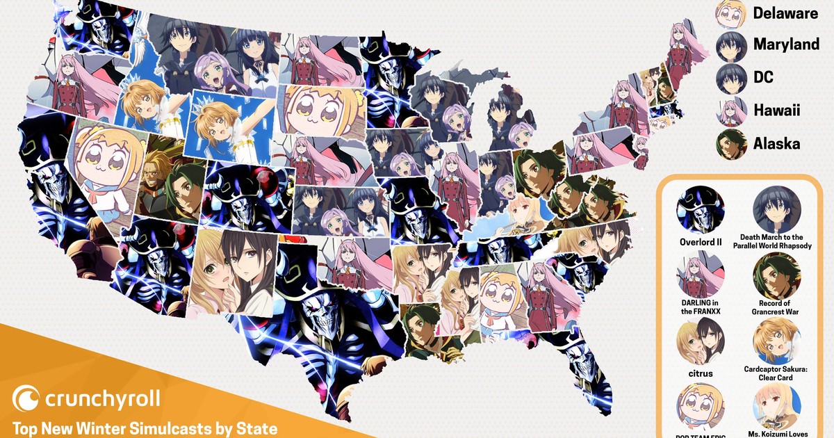 Crunchyroll Releases Map of Most Popular Fall Simulcasts for U.S.