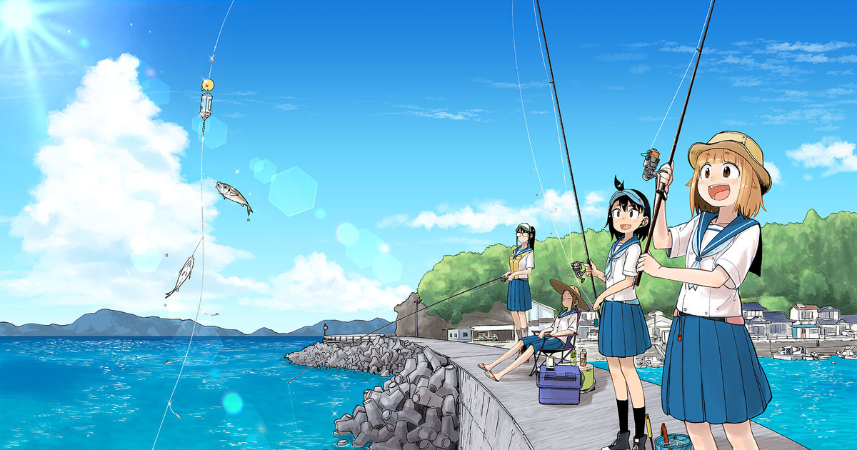 Premium Photo | Anime girl fishing with a fish in a river with a bird  nearby generative ai