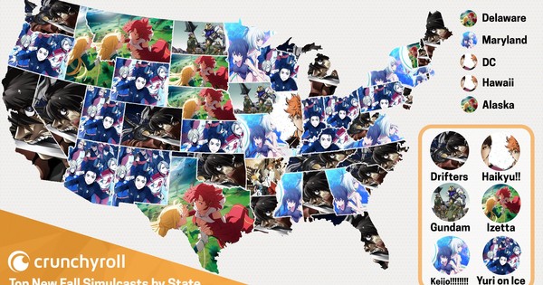 Crunchyroll Releases Map of Most Popular Fall Simulcasts for U.S