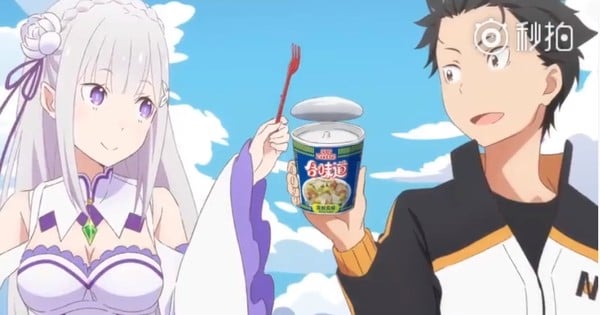 Re:Zero's Emilia and Subaru Share Cup Noodle in China-Exclusive