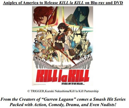 Aniplex of America to Release Kill la Kill on Blu-ray and DVD - Anime ...