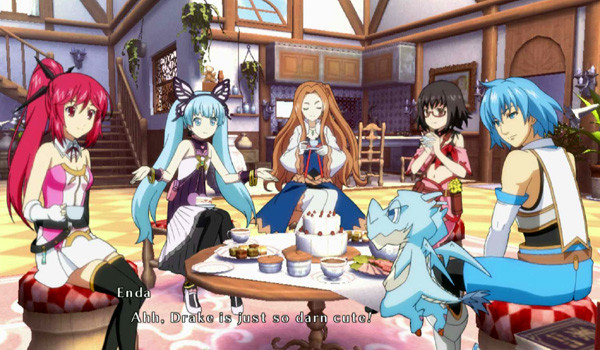 Left to right: Princess Nice Girl, Alarmingly Young Girl That the Hero Can Actually Hit On Which Is Kinda Messed Up, Justifiably Abrasive Rich Girl, Glasses-Wearing Girl, and Loathsome Hero.
