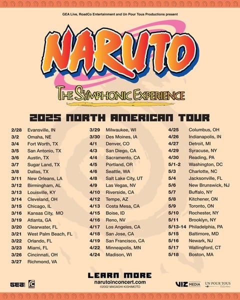 Naruto Symphony Experience Tour Dates