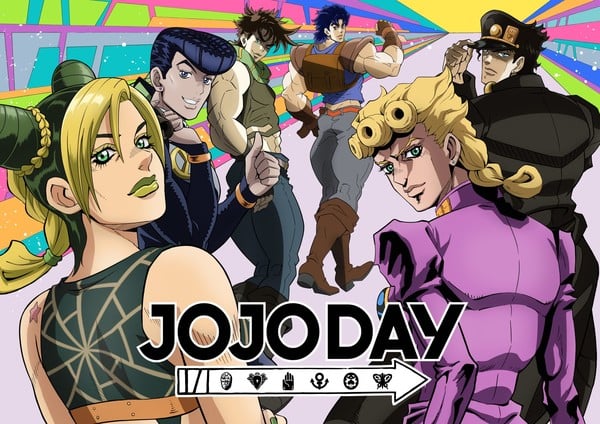 Visuals for the JOJODAY event, featuring all the protagonists from parts 1-6